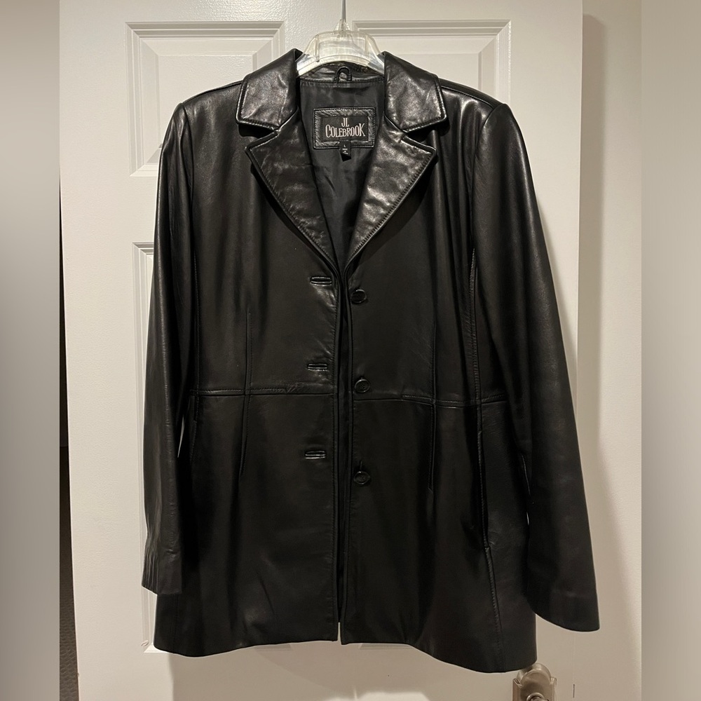 Classic Black Leather Blazer Large